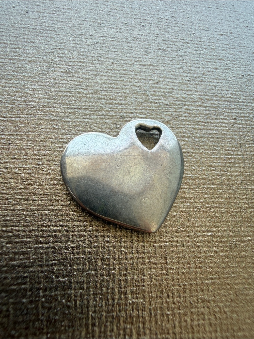 925 Sterling Silver Puffy Heart Pendant with Heart Cutout